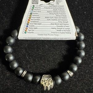 Stone Expressions Semi-Precious Lava Stone Bracelet with Paw Charm